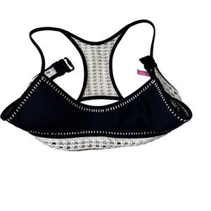Victoria's Secret Women’s SM Racer Back Black With Crochet Trim Bathing Suit Top